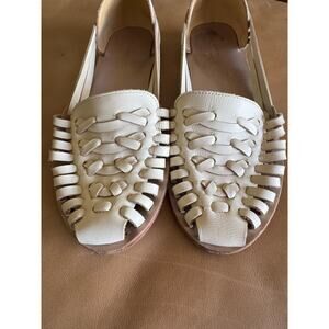 Nisolo Huarache Sandals Womens White Leather Woven Slip On Loafers size 9